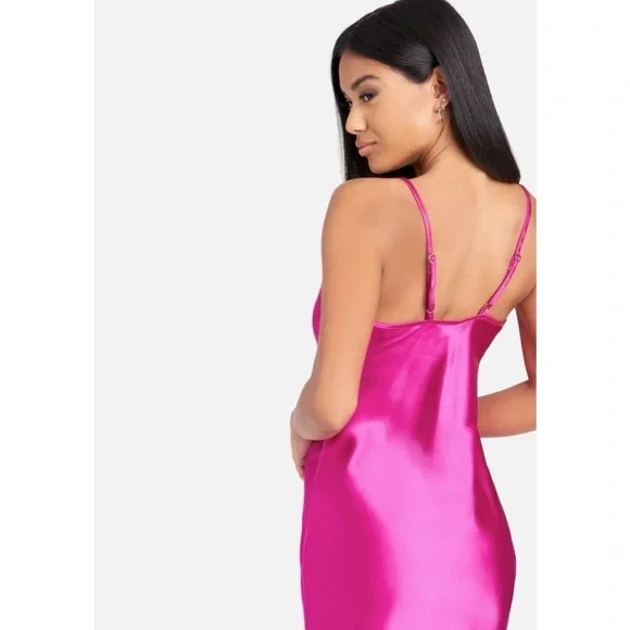 [Bebe] Fuchsia Pink Satin Dress - Picture 4 of 8